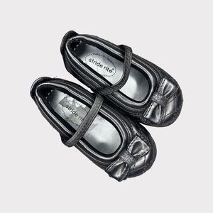 Stride Rite Metallic Gray Quilted Bow Front Mary Jane Shoes